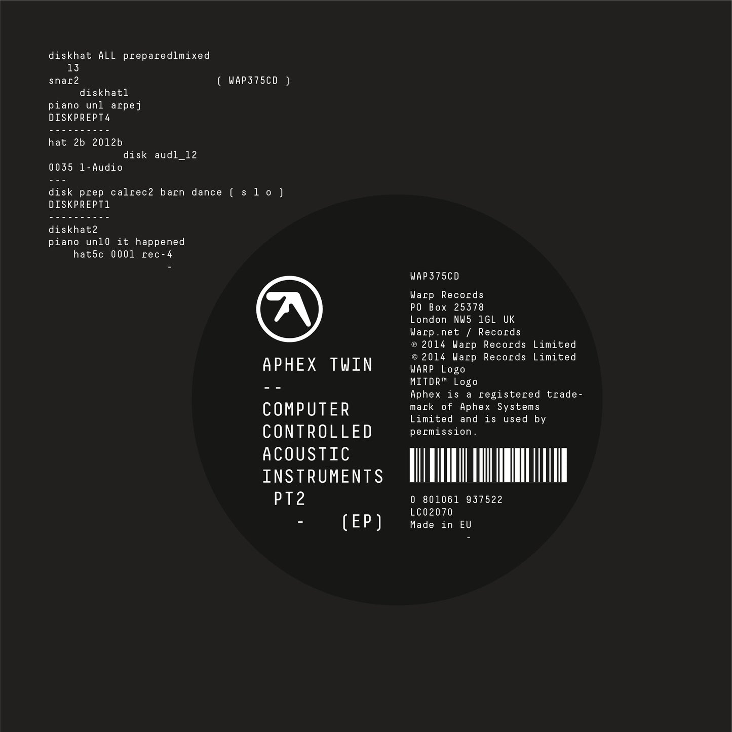 Aphex Twin Computer Controlled Acoustic Instruments pt 2 EP