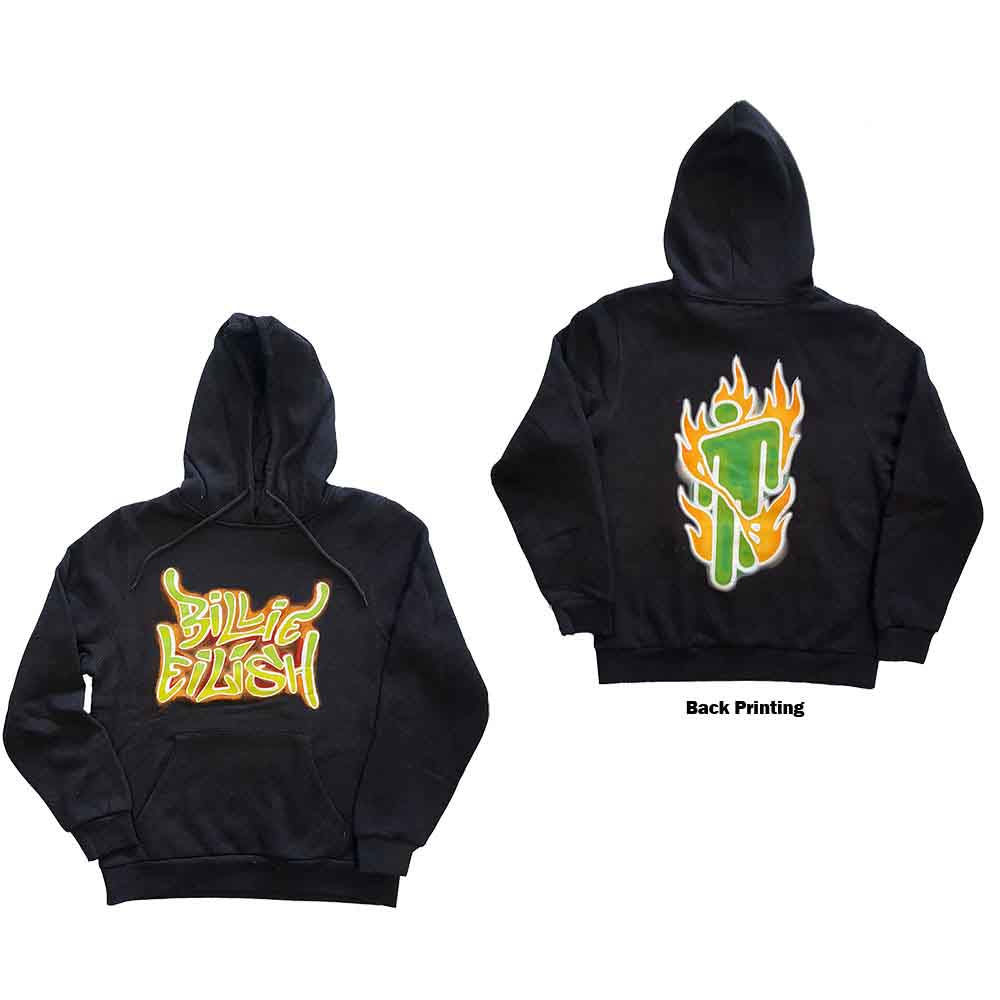 Billie Eilish Airbrush Flames Blohsh Grey