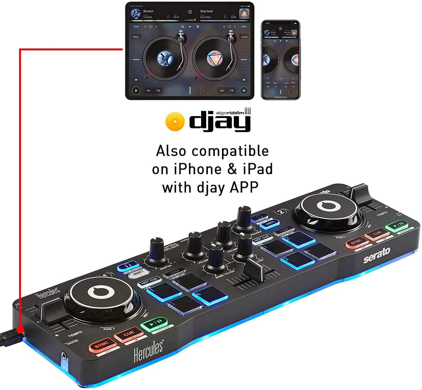 Hercules DJControl Starlight Portable USB DJ Controller with Serato DJ Lite - Open Box