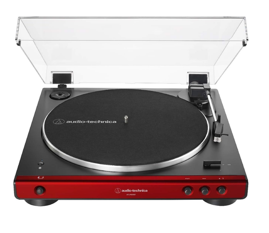 Audio-Technica AT-LP60XBT-RD Fully Automatic Belt-Drive Stereo Turntable, Red/Black