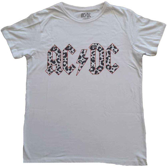 AC/DC Mono Leopard Print Logo White