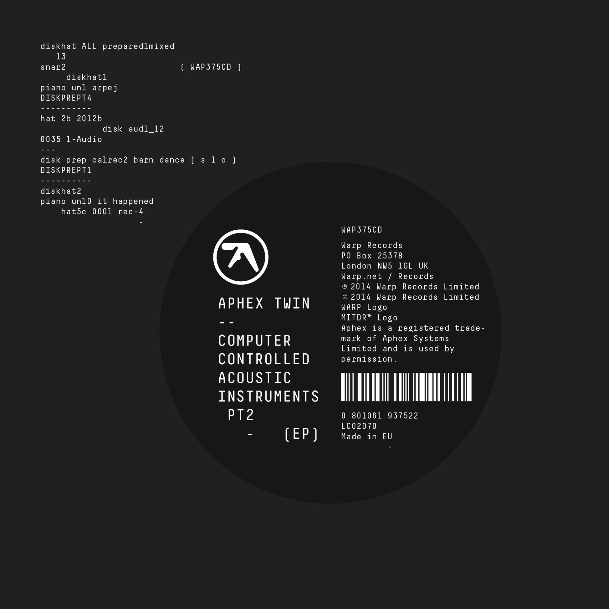 Aphex Twin Computer Controlled Acoustic Instruments pt 2 EP