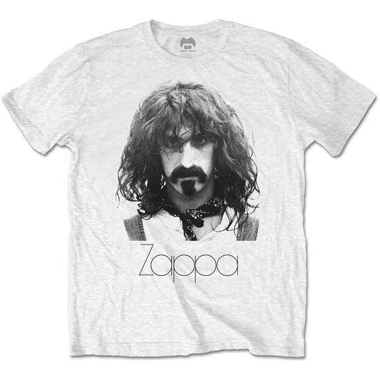 Frank Zappa Thin Logo Portrait White