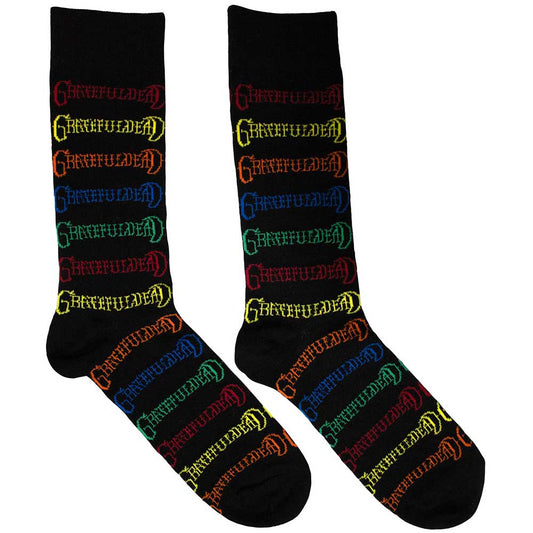 Grateful Dead Coloured Logos Pattern Black