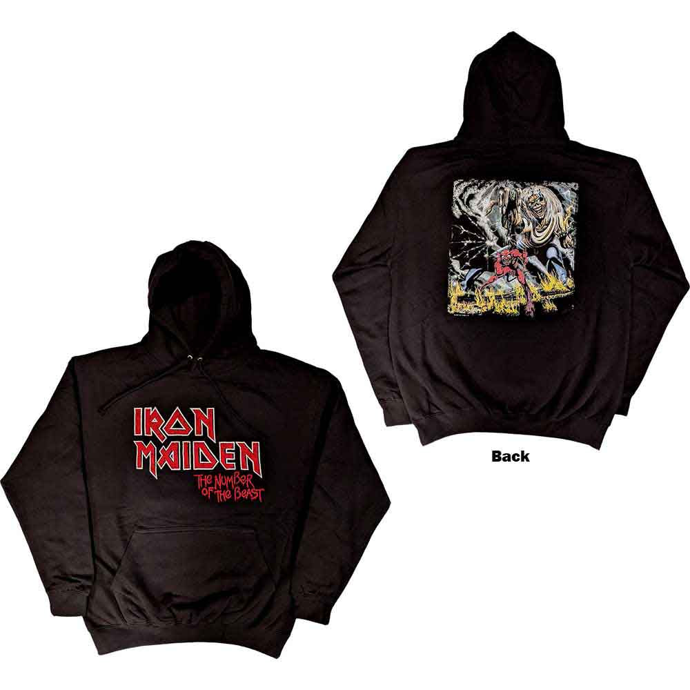 Iron Maiden Number Of The Beast Vintage Logo Faded Edge Album Black