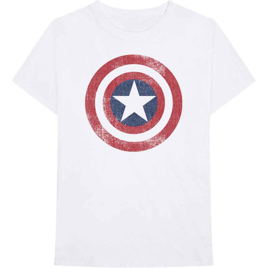 Marvel Comics Captain America Distressed Shield White