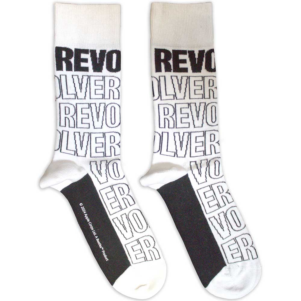 The Beatles Revolver Text Outlines Repeat White