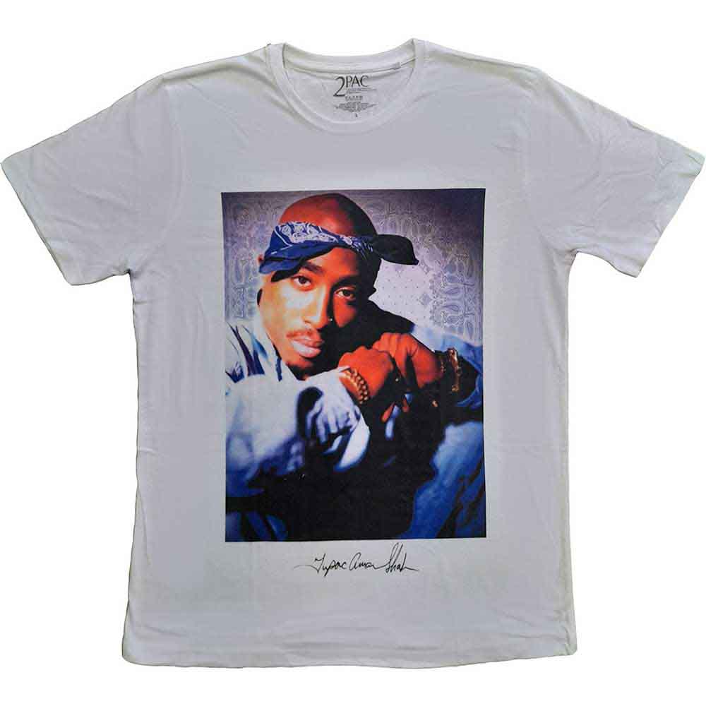 Tupac Blue Bandana White