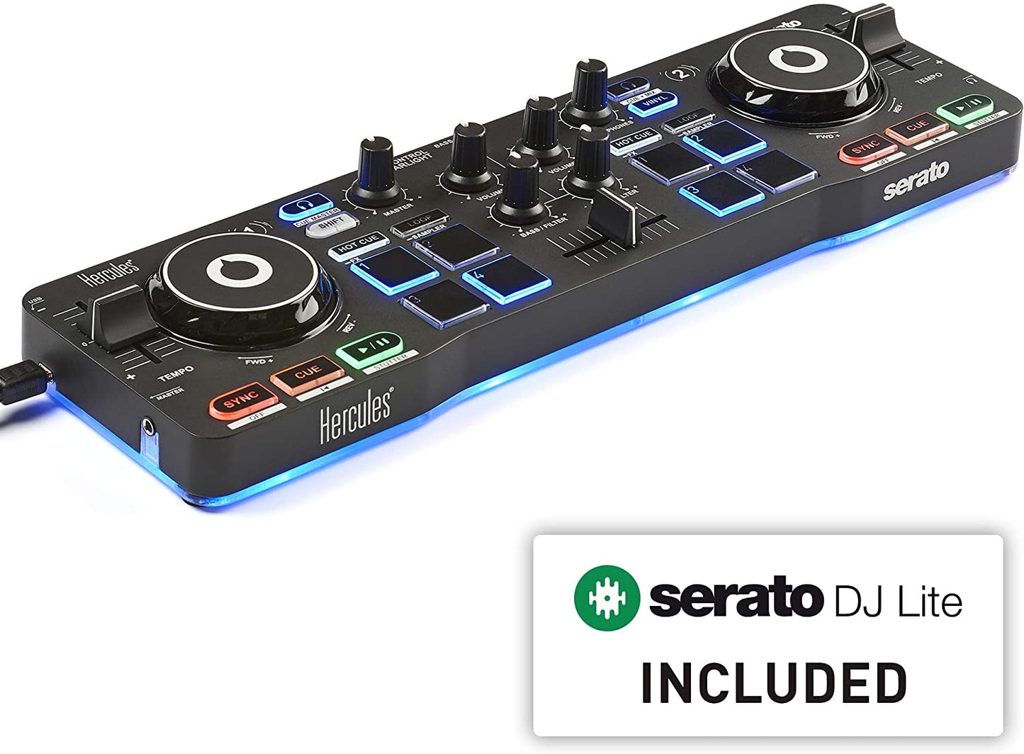 Hercules DJControl Starlight Portable USB DJ Controller with Serato DJ Lite